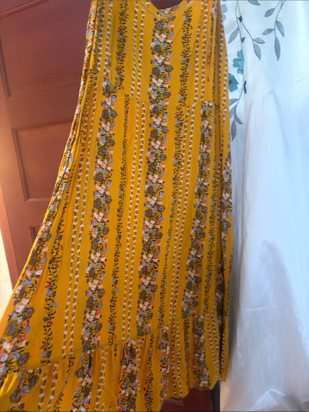 Old Navy Mustard Yellow Floral Maxi Dress